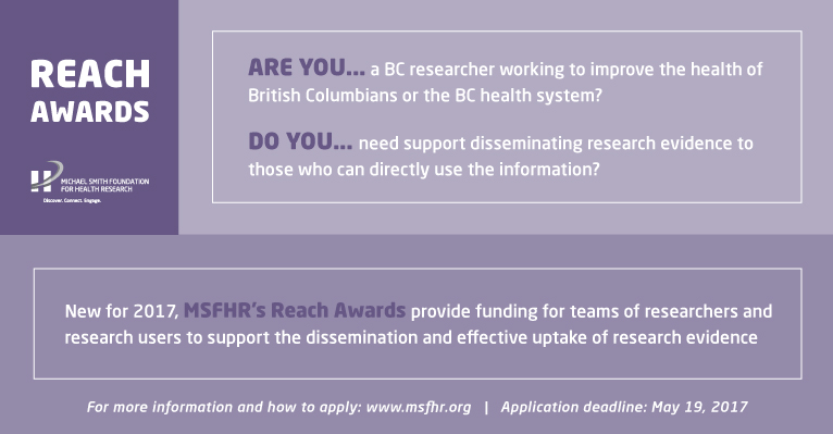 Applications open: MSFHR Reach Awards